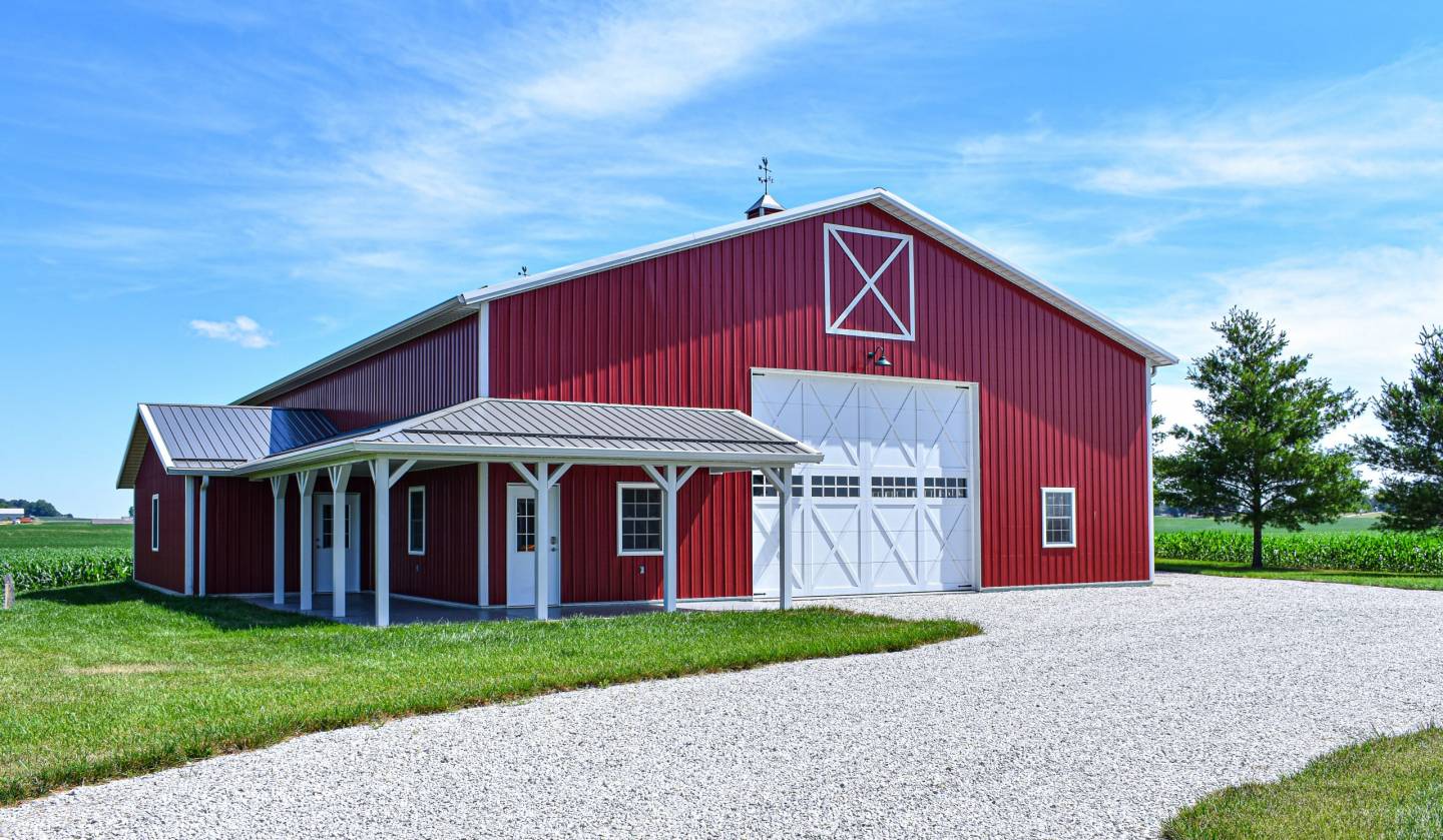 newly constructed metal pole building