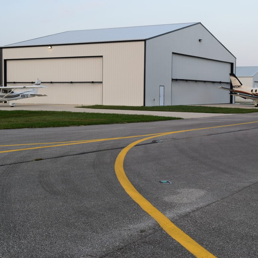 airport building with metal siding and roofing