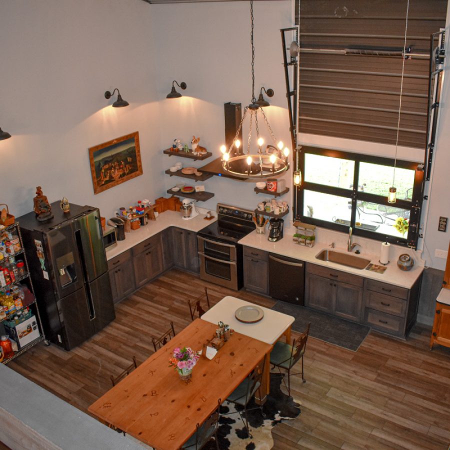 large kitchen on bottom floor