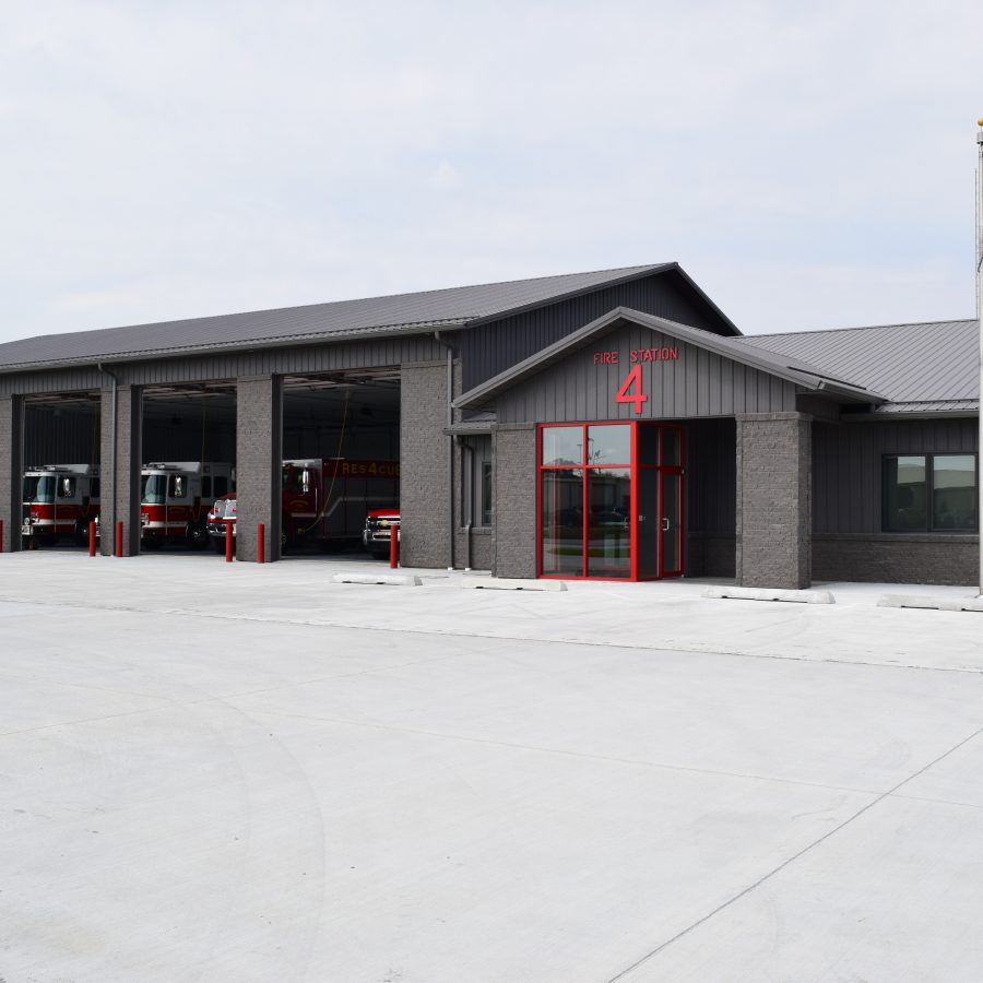 post frame fire station with five garage spaces