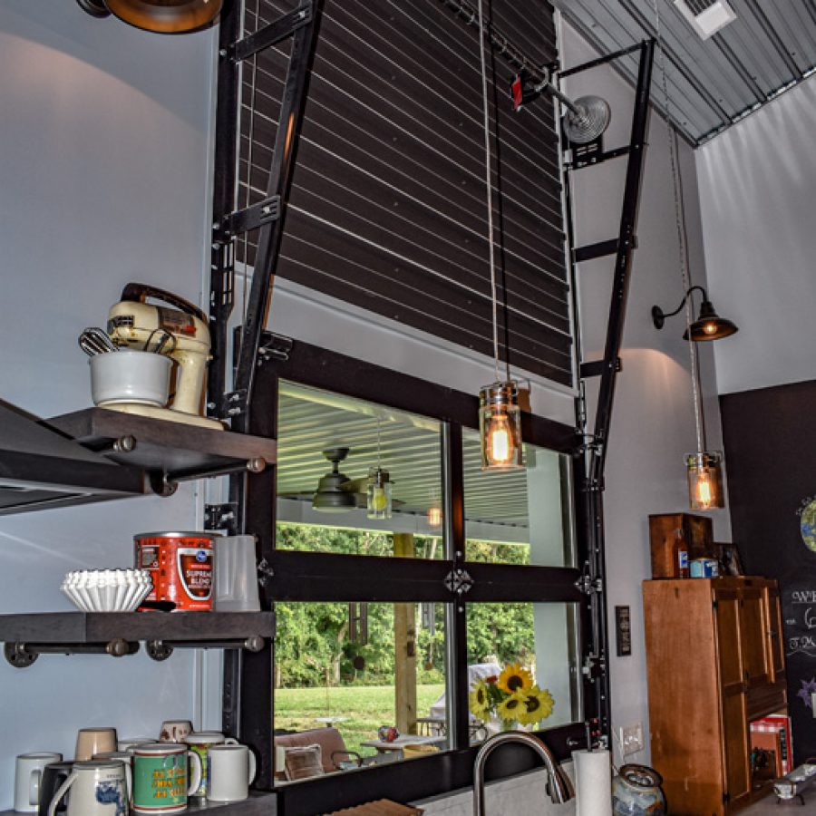 metal overhead kitchen door