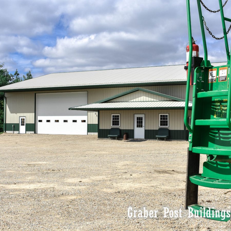 metal post frame building with attached addition