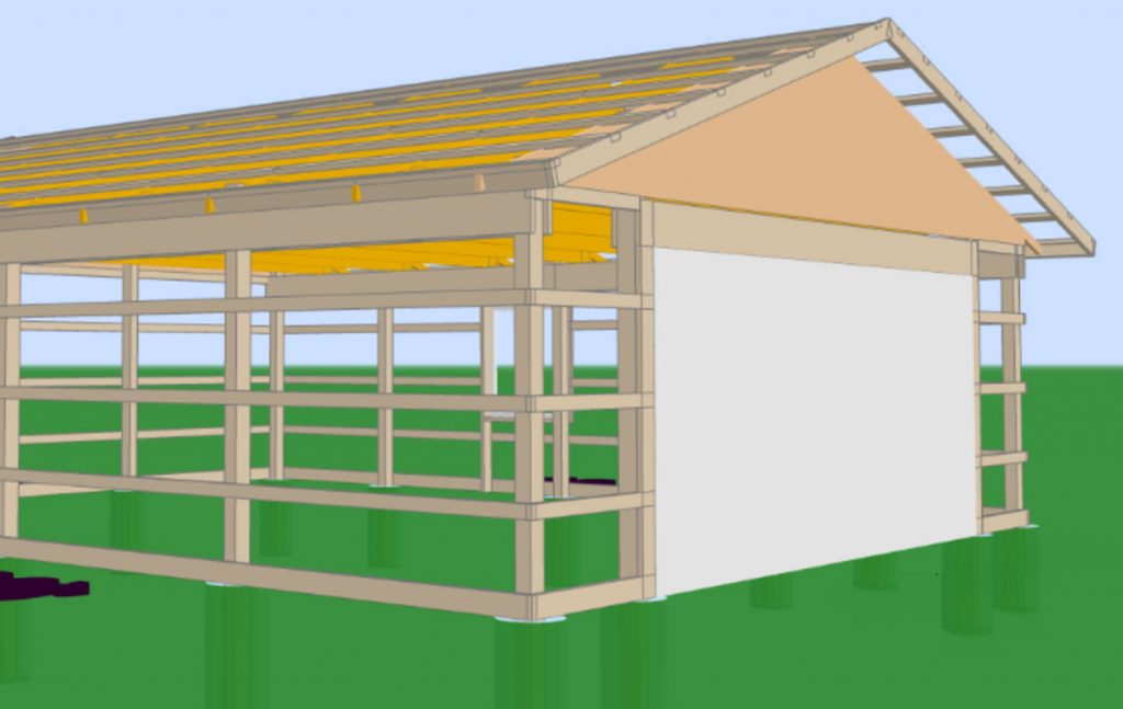 structural 3d design of new post frame building