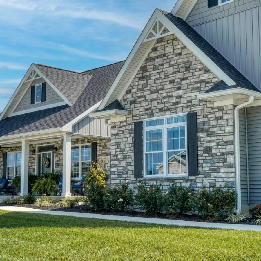 stone and vinyl siding installation